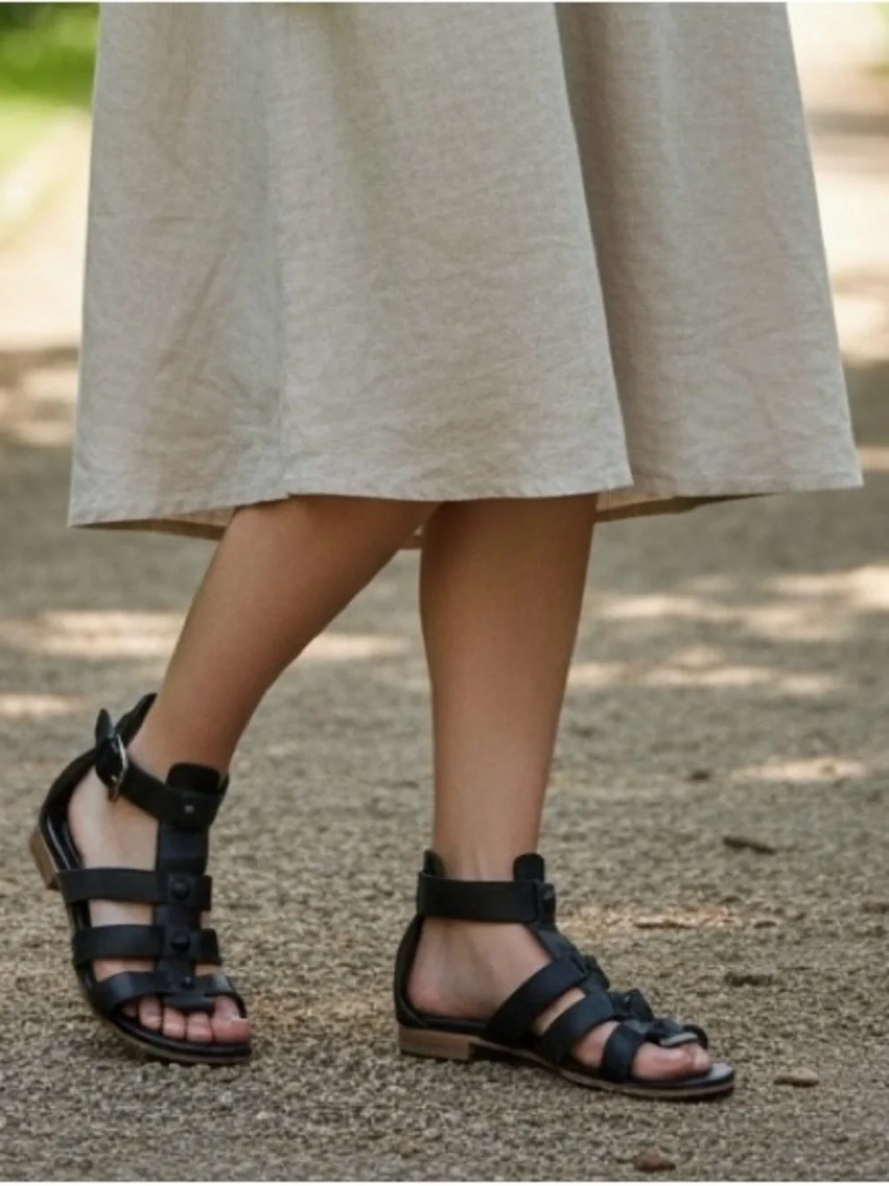 Balenciaga Arena Black Leather Gladiator Studded Multi-Strap Ankle  Sandals - Picture 3 of 15